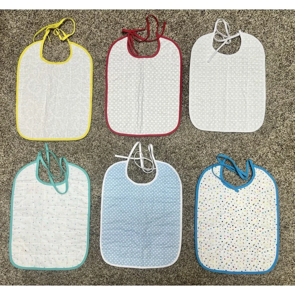 Lot Of 6 Quilted Handmade Bibs Assorted Large Size‎ 12